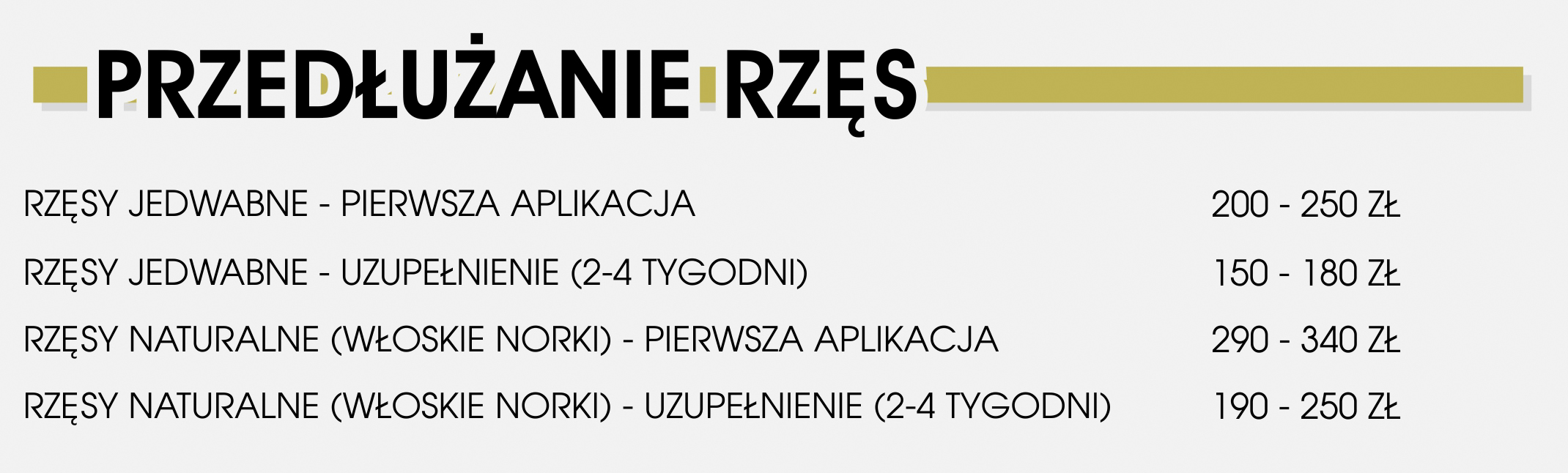 Przedłużanie rzęs cennik
